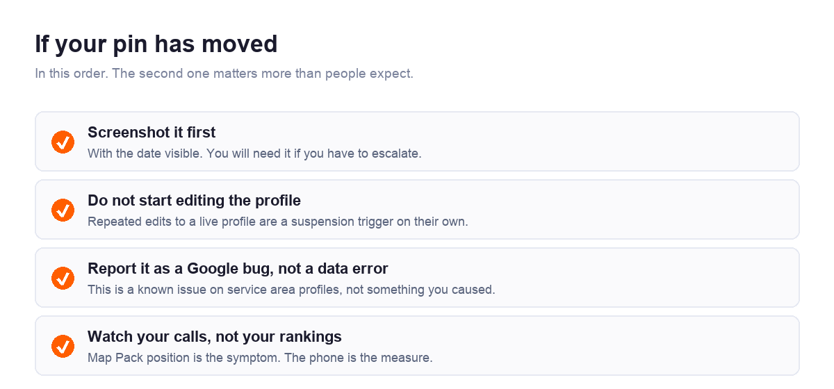 Four steps: screenshot it, do not start editing, report it as a bug, watch calls rather than rankings
